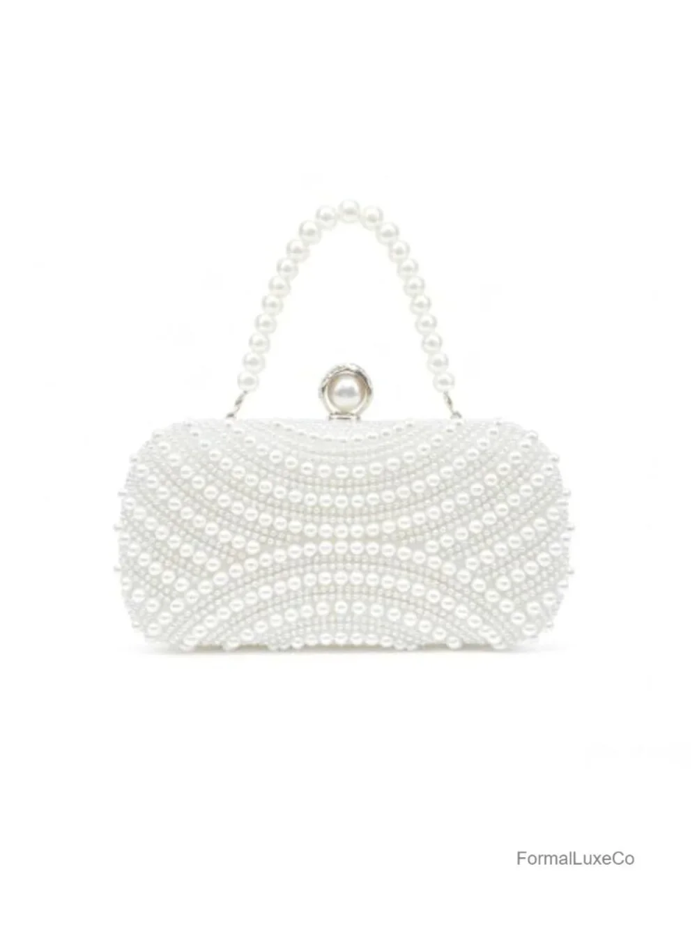 Pearl Clutch Purse for Women Crystal Beaded Evening Handbag Chain Strap